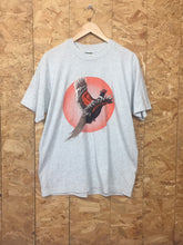 Vintage USA 90s turkey vulture flying bird animal print grey marl t-shirt size large